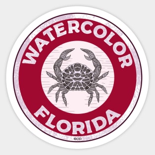 Watercolor Florida Crab 30A 30 A Emerald Coast Walton County Beach Sticker